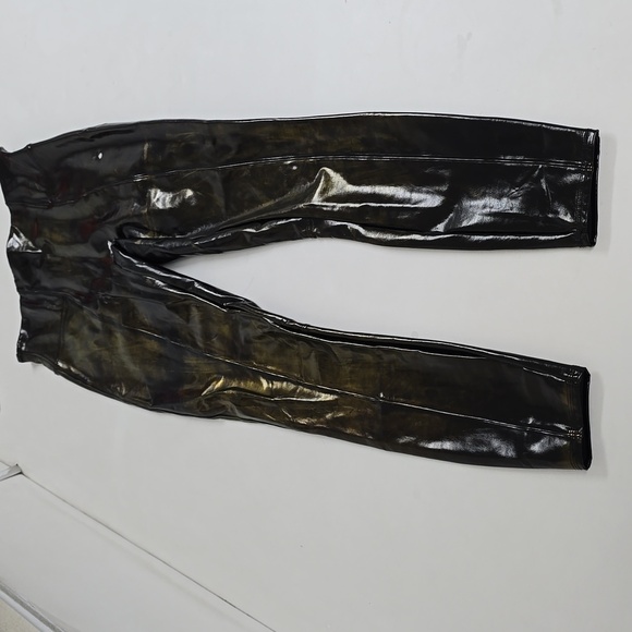 Spanx Patent Faux Leather Leggings Black with hints of Gold - Picture 4 of 10